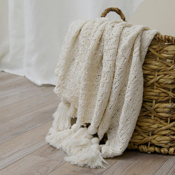 Tomeri Acrylic Reversible Knitted Tassel Throw